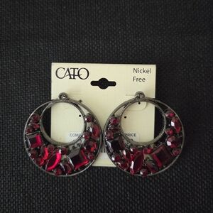 Cato Nickel Free Earrings W/ Red Stones